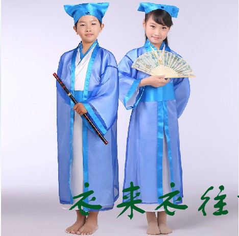 汉服 儿童成人古装汉服书法班服 古代才子服装学士服 梁祝表演服