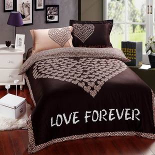 纯棉斜纹活性婚庆情侣床上用品四件套 创意个性双人床单 浪漫的爱