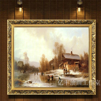 欧式油画客厅油画 风景油画纯手绘 有框画古典风景画