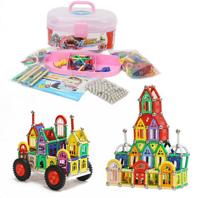 智邦宝贝磁力棒益智玩具 儿童早教磁铁拼装玩具磁性积木桶装3-6岁