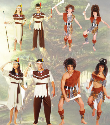 儿童节演出衣服cosplay成人男女土著人印第安豹纹原始野人服装