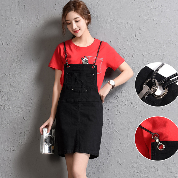 2017夏季牛仔背带裙女a字吊带短裙宽松显瘦连衣裙学生休闲半身裙