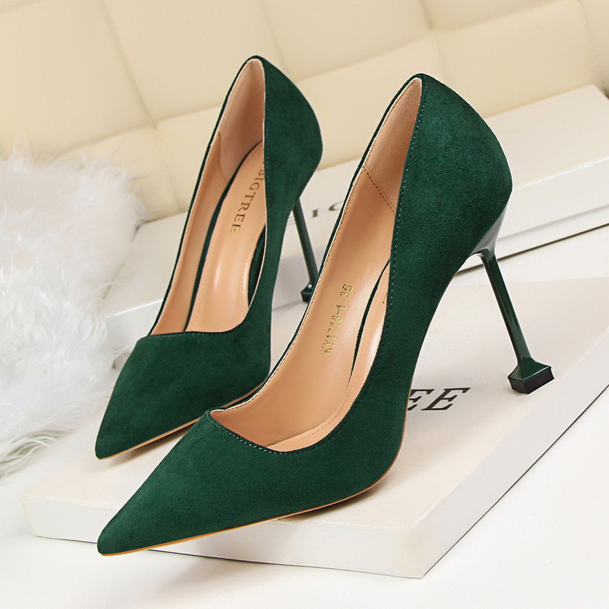 1716-1 han edition fashion sexy pedicure show thin thin high heels for women’s shoes with high heels suede shallow mouth