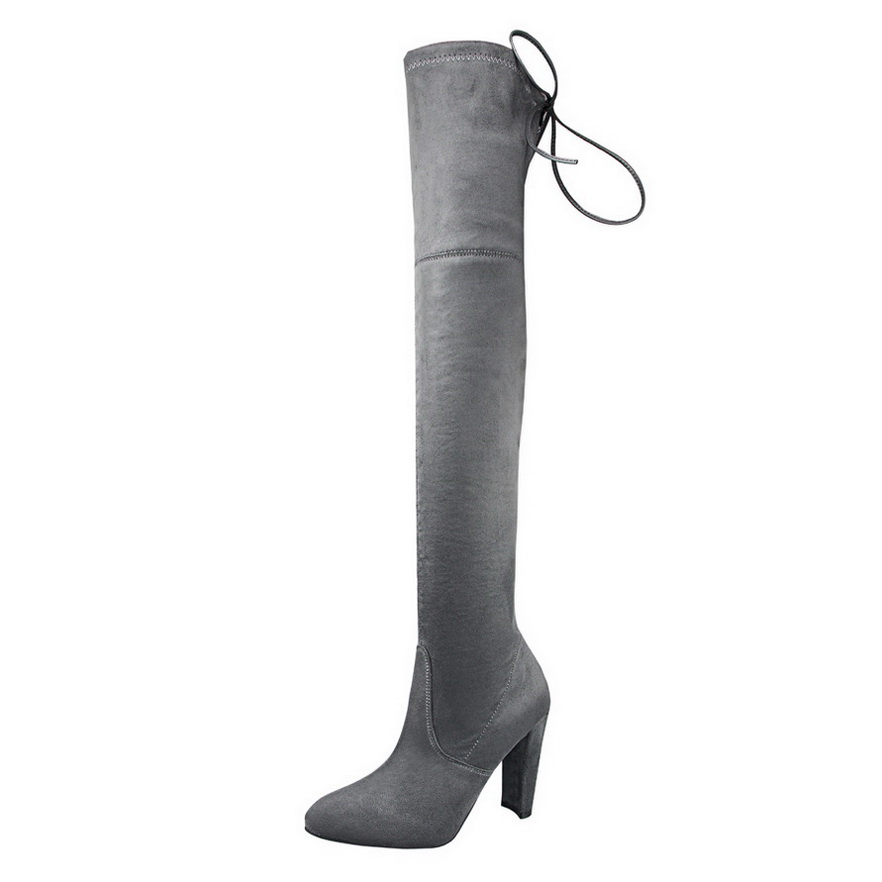 619-2 the European and American fashion contracted wind knight boots thick with high with round head thin knee-high boot