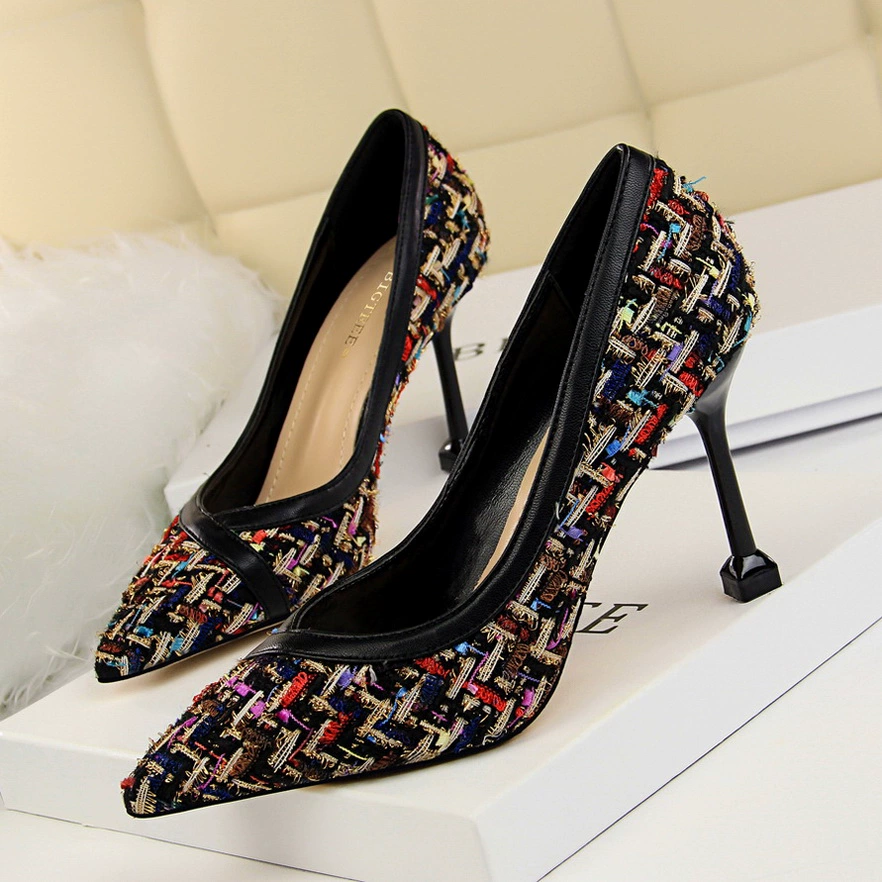 278-1 han edition sexy nightclub show thin thin high heels for women’s shoes with high heels shallow pointed mouth color