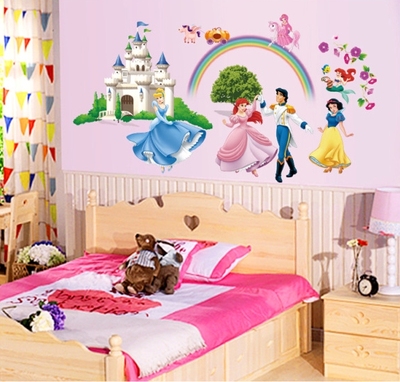 墙贴 儿童房小女孩公主房房间卧室床头贴动漫pvc可移除墙贴墙壁贴