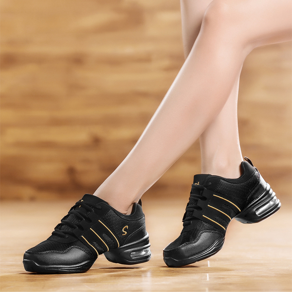 Увеличение сетки танцевальная обувь танцевальная обувь мягкое дно леди современные танцевальные фитнес квадратный обувь подлинным спорта значение