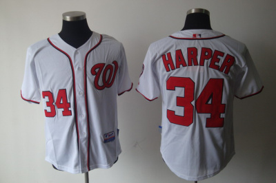 mlb球衣34#harper棒球服华盛顿国民washington nationals白色刺绣