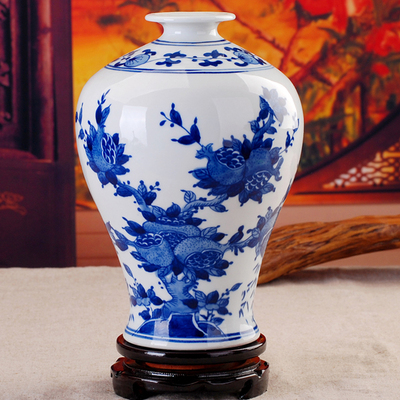 标题优化:包邮景德镇青花瓷花瓶陶瓷工艺品现代古典家居装饰摆件梅瓶