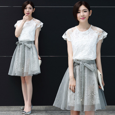 标题优化:2015夏季女装连衣裙蕾丝短袖套装