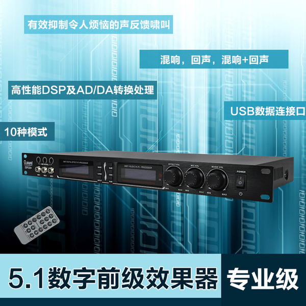dsp220专业数字效果器 舞台音响功放前级混响 话筒人声防啸叫抑制