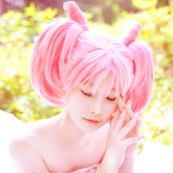 美少女战士 小小兔 cosplay假发 chibiusa 粉色中分双马尾分体式