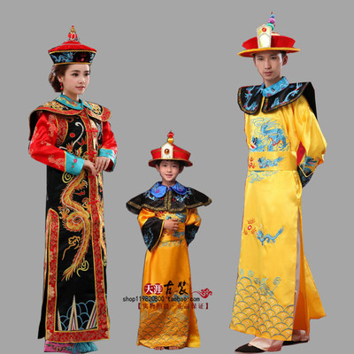 清朝皇帝皇后服装古装 成人太子龙袍凤袍男女儿童影楼元旦演出服