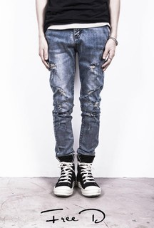 【潮流大帝】Free D 15FW Stonewashed Destroyed Skinny Jeans