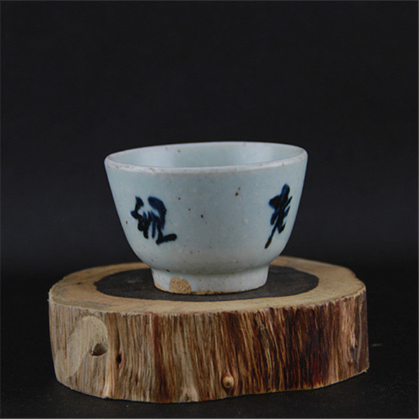 全手工制作仿明青花《老祖禅堂》杯茶杯酒杯 仿古做旧瓷古玩收藏