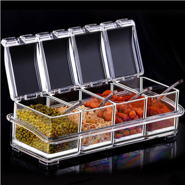 透明格子调料盒欧式调料罐调味罐套装实用调料盒创意厨房用品用具