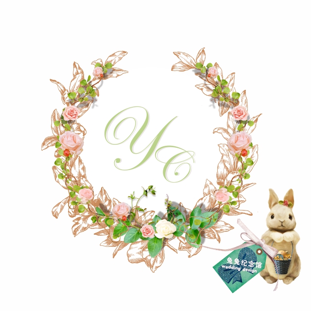 小清新森林系婚礼logo设计绿色森系橄榄枝叶迎宾牌平面设计源文件