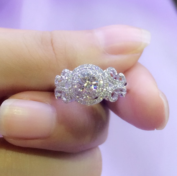 sava钻石 18k金钻石碎钻超显大豪华时尚款戒托钻石戒指花款钻戒