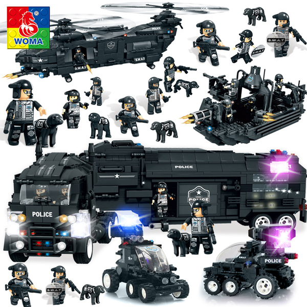 积木特警战队警察部队军事积木益智拼装儿童玩具男孩10-12岁