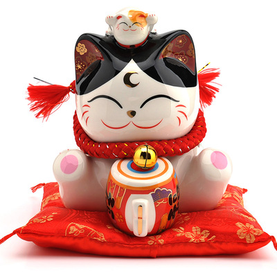 金石工坊正版 招财猫摆件小人退散 家内摆件 开业中号