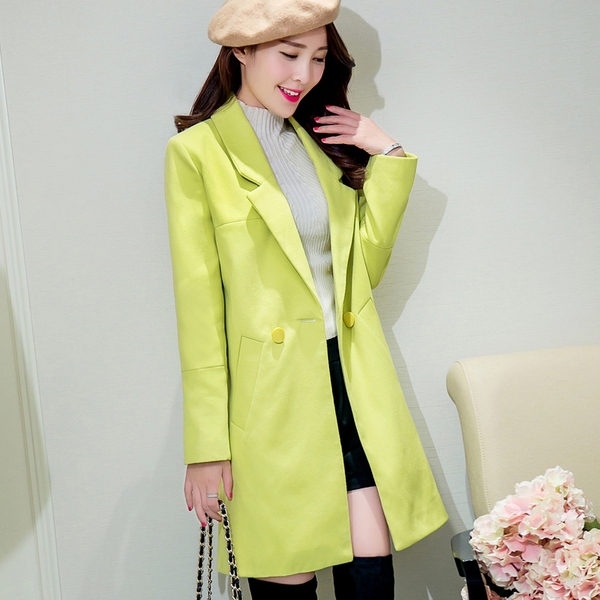 2015秋冬季新款品韩版女装修身毛呢子外套中长款女士大衣大码女装