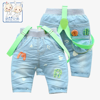 宝背带开裆裤男夏2016新款_背带开裆裤裁剪\/