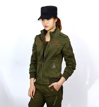 军装夹克女秋军绿正品专卖-加厚迷彩服女外套