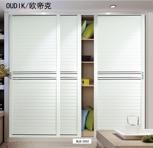 新款欧式衣柜推拉门简约现代衣柜移门钛镁合金百叶衣柜门定做价格: