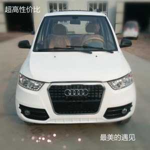 老年代步车电动四轮轿车油电两用成人全封闭新能源电动汽车奥迪款价高清图片