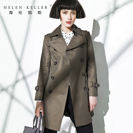 hk正品 欧洲站大牌风衣女春秋2015新款潮品 双排扣时尚大码外套