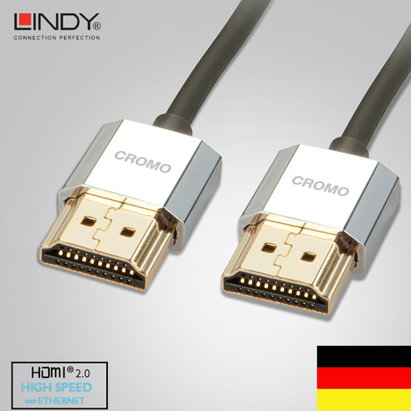 德国lindy hdmi2.0 专业发烧极细数字高清线4k电脑电视连接数据线