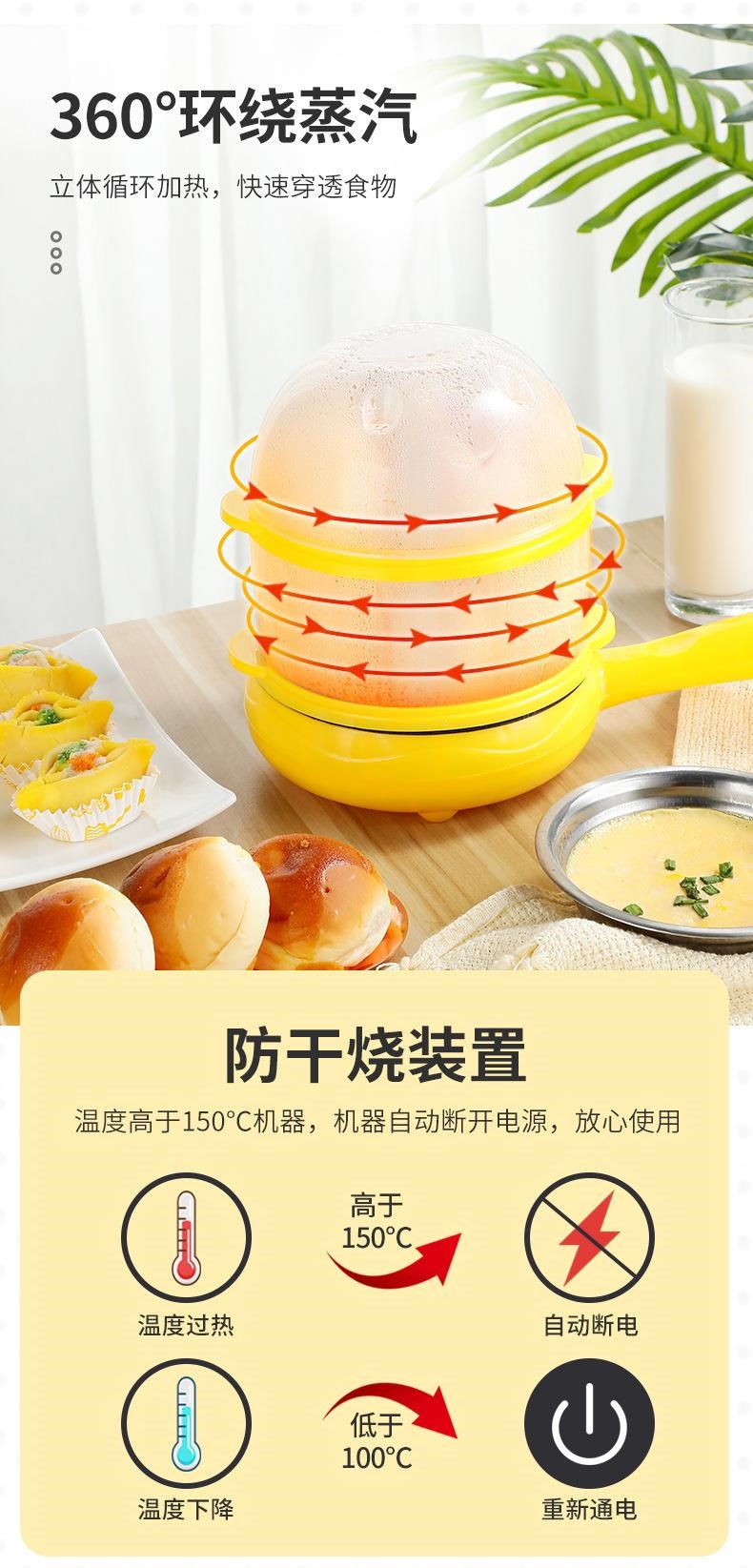 Ký túc xá Trứng luộc bằng điện Trứng chiên Chảo Trứng Trứng chiên Trứng hấp Tắt điện Mini Tự động cắm điện Bữa sáng gia đình - Nồi trứng