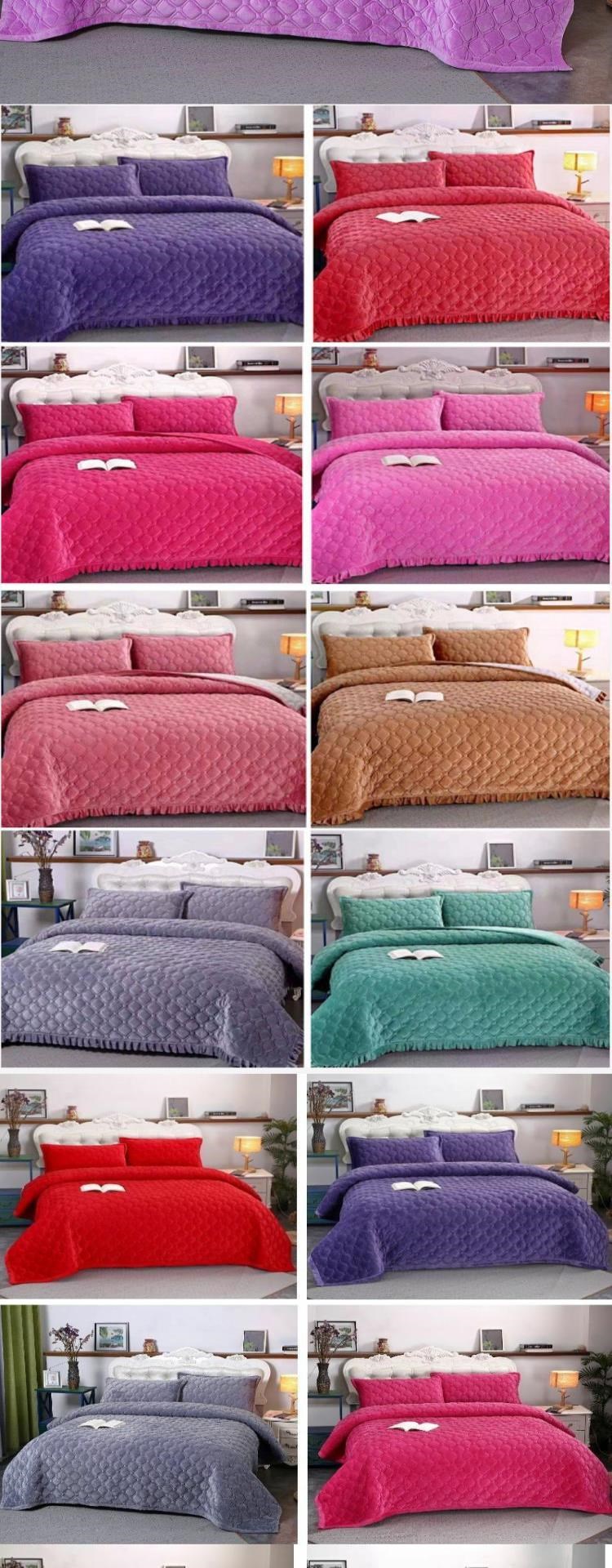 [Chăn đa chức năng] Bộ trải giường bằng nhung pha lê dày mùa đông một mảnh khăn trải giường chần bông phong cách châu Âu - Trải giường