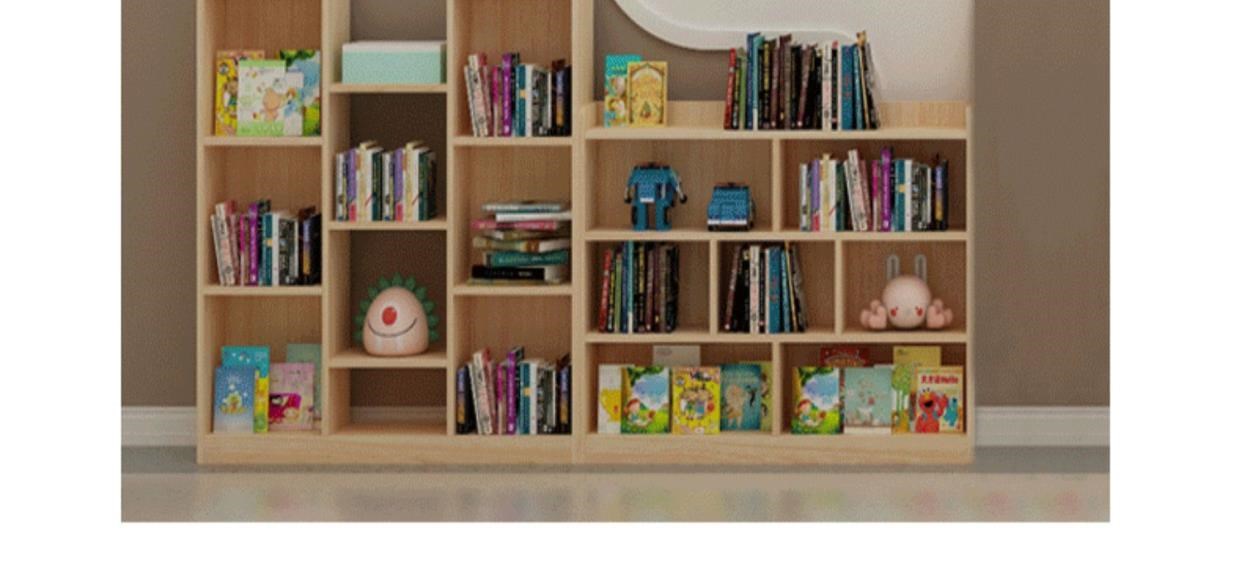 儿童书架绘本架宝宝落地小型置物架阅读墙实木大容量书柜幼儿园