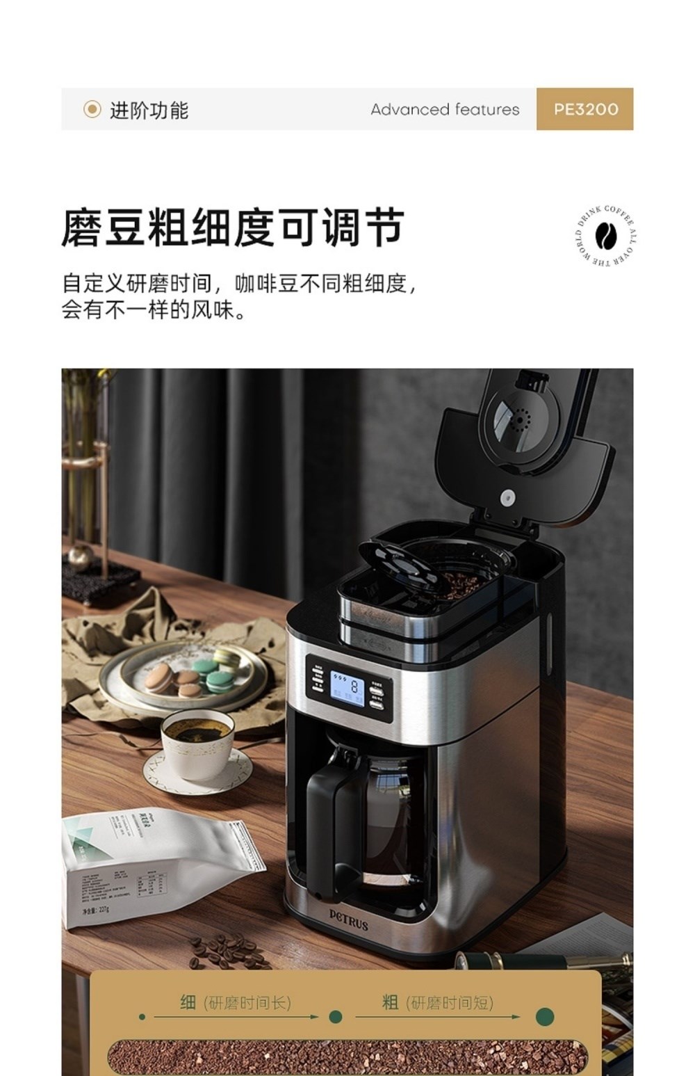 Quán cà phê máy pha cà phê. Hạt cà phê phù hợp với máy xay tạo tác một người có thể điều chỉnh và tự động cầm tay của Mỹ - Máy pha cà phê