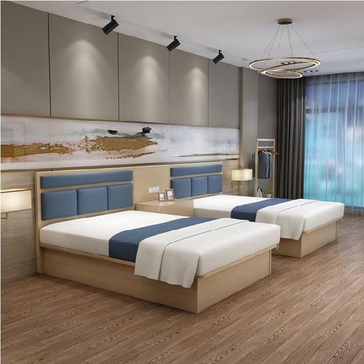 Nhà nghỉ chỉ phục vụ bữa sáng Giường ngủ bằng gỗ Giường đôi bằng gỗ rắn chắc Phòng cho thuê nhà đơn giản hiện đại Phòng khách sạn Giường hộp Đồ nội thất Giường khách sạn - Nội thất khách sạn