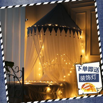 标题优化:儿童房装饰夏季全包围防蚊蚊帐床头半月帐篷1.2/1.5/1.8米床可用