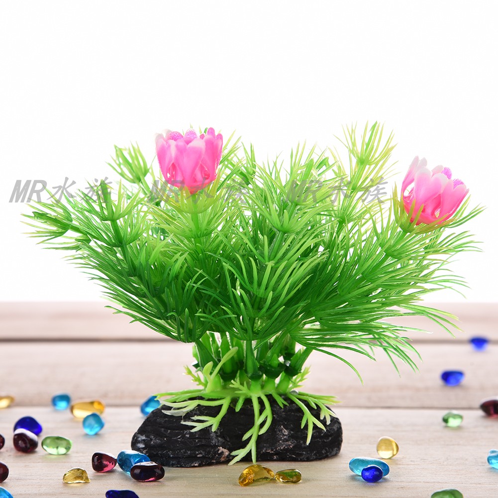Small Fish Tank Landscaping Decoration Prospect Simulation Small round Grass Grass Lazy Fake Flower and Grass Short/Short Plastic Water Plant