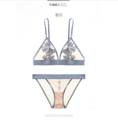 维多利亚性感蕾丝半透明超薄文胸无钢圈刺绣大胸三角杯内衣套装-淘宝网