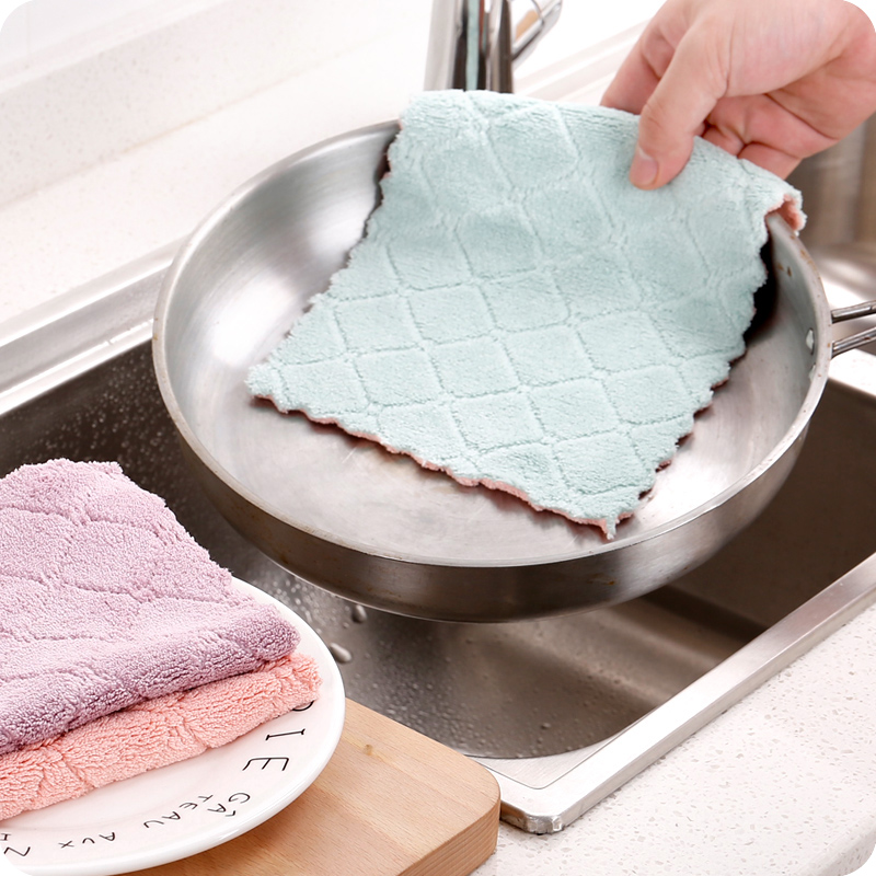 吸水抹布洗碗巾擦碗毛巾家用廚房不沾油洗碗布雙層加厚餐具清潔巾