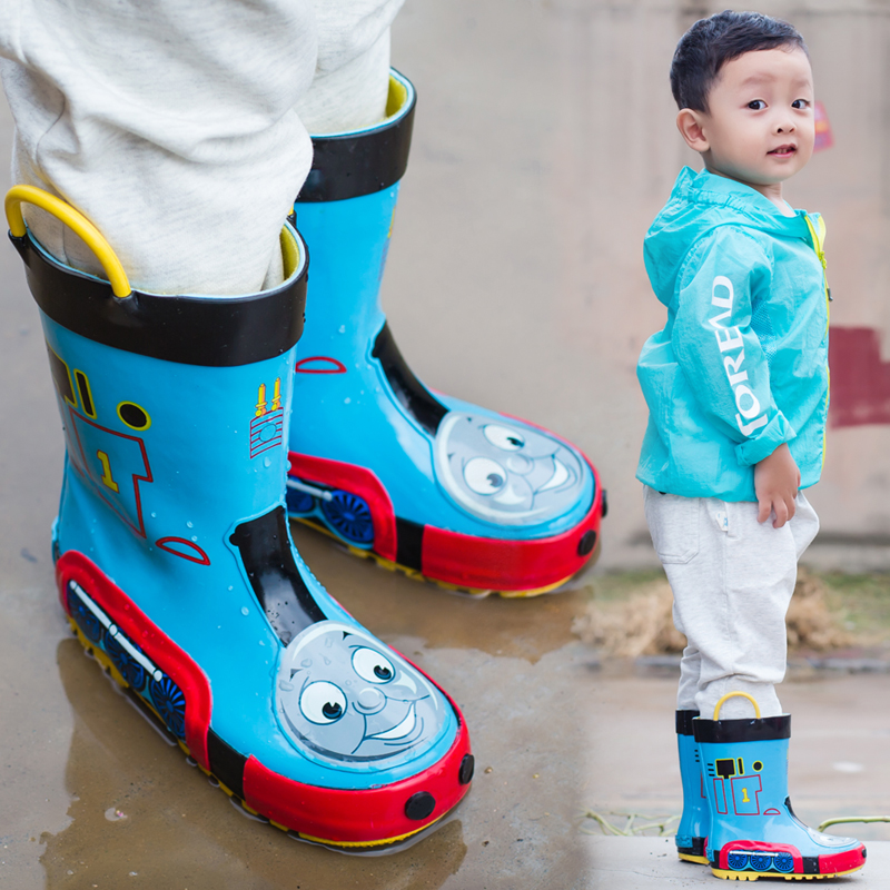 托馬斯火車兒童男童防滑防水外貿橡膠鞋水鞋外貿保暖雨鞋雨靴雨衣