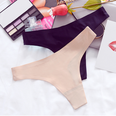 一片式无痕性感火辣丁字裤内裤女冰丝低腰纯棉裆T字裤女士底裤-淘宝网