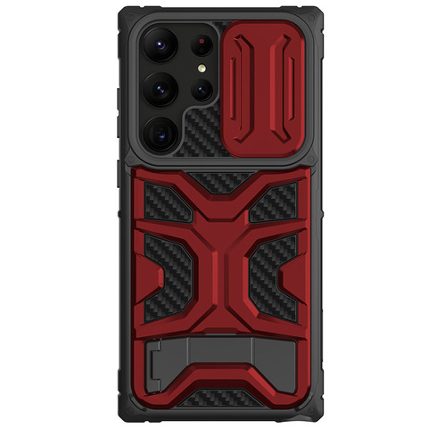 Red — Nillkin Adventurer Pro New Carbon Fiber Tough Shockproof Lens Protection S23, S23 Plus, S23 Ultra Samsung Phone Case