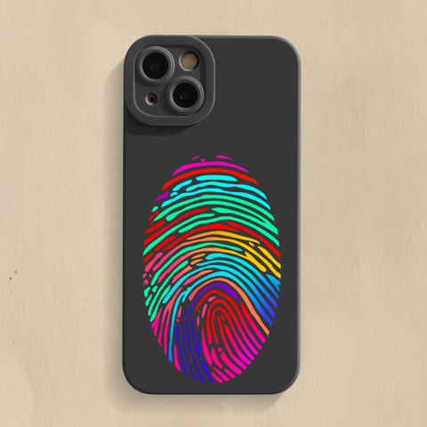 Rainbow Fingerprint Illustration New Silicone TPU 15, 14, 13, 12 iPhone Case
