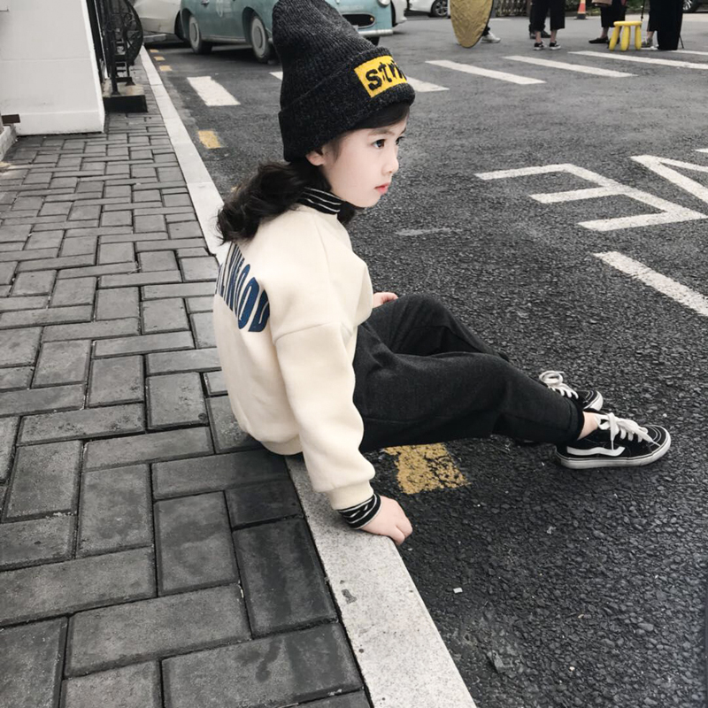 女童保暖上衣鼕裝2017新款韓版中大童高領打底衫兒童加絨加厚衛衣