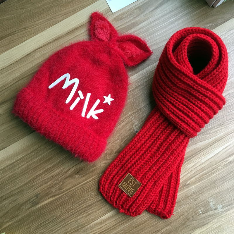 兩件套兒童帽子圍巾寶寶加絨保暖男童女童嬰兒毛線帽秋鼕針織帽潮