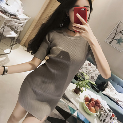XMZLADY夏装开叉包臀裙紧身修身短袖圆领针织ol气质连衣裙打底裙-淘宝网 XMZLADY夏装开叉包臀裙紧身修身短袖圆领针织ol气质连衣裙打底裙-淘宝网