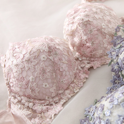 舒适刺绣花朵 无海绵 薄款定型杯蕾丝文胸 聚拢内衣女 阿裳W6223-淘宝网