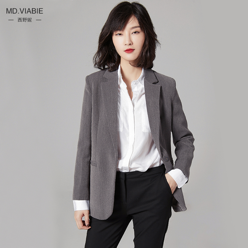 時尚黑色西裝外套女短款職業裝修身顯瘦一粒扣小西服韓版氣質上衣