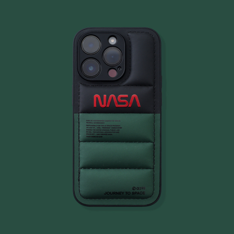 Green — NASA Puffy Puffer Down Jacket 15, 14, 13, 12, 11 iPhone Case
